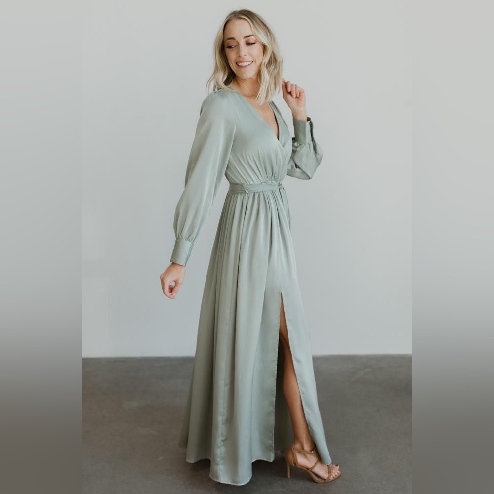 Baltic Born Jenna Satin Maxi Dress In Sage L